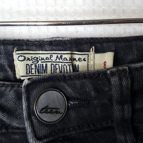 Original Marines Girls 8 Distressed Black Denim Jean Shorts - Picture 3 of 3